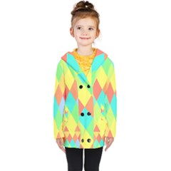 Low Poly Triangles Kids  Double Breasted Button Coat by danenraven