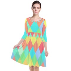 Low Poly Triangles Quarter Sleeve Waist Band Dress by danenraven