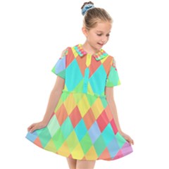 Low Poly Triangles Kids  Short Sleeve Shirt Dress