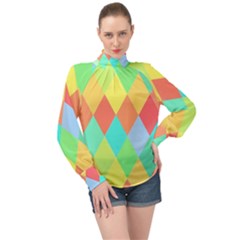 Low Poly Triangles High Neck Long Sleeve Chiffon Top by danenraven