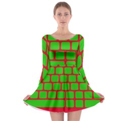 Keyboard Keys Computer Input Pc Long Sleeve Skater Dress by danenraven