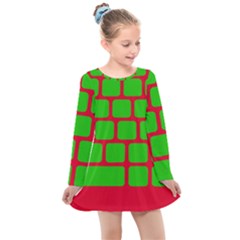 Keyboard Keys Computer Input Pc Kids  Long Sleeve Dress by danenraven