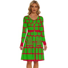 Keyboard Keys Computer Input Pc Long Sleeve Dress With Pocket by danenraven