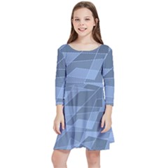 Lines Shapes Pattern Web Creative Kids  Quarter Sleeve Skater Dress by danenraven