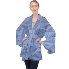 Lines Shapes Pattern Web Creative Long Sleeve Velvet Kimono  by danenraven