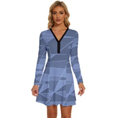 Lines Shapes Pattern Web Creative Long Sleeve Deep V Mini Dress  by danenraven