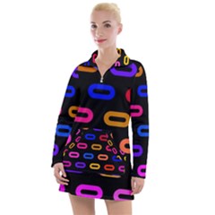 Pattern Background Structure Black Women s Long Sleeve Casual Dress by danenraven