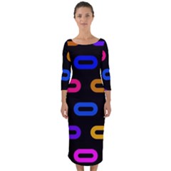 Pattern Background Structure Black Quarter Sleeve Midi Bodycon Dress by danenraven