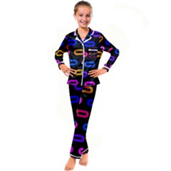 Pattern Background Structure Black Kids  Satin Long Sleeve Pajamas Set by danenraven