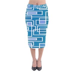 Geometric Rectangle Shape Linear Velvet Midi Pencil Skirt by danenraven