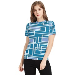 Geometric Rectangle Shape Linear Women s Short Sleeve Rash Guard by danenraven