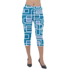 Geometric Rectangle Shape Linear Lightweight Velour Capri Leggings  by danenraven