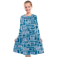 Geometric Rectangle Shape Linear Kids  Midi Sailor Dress by danenraven