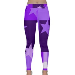 Purple Stars Pattern Shape Classic Yoga Leggings by danenraven