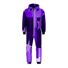 Purple Stars Pattern Shape Hooded Jumpsuit (kids) by danenraven