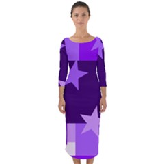 Purple Stars Pattern Shape Quarter Sleeve Midi Bodycon Dress by danenraven