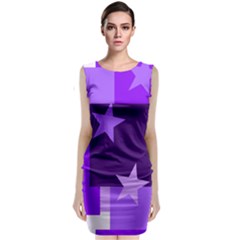 Purple Stars Pattern Shape Sleeveless Velvet Midi Dress by danenraven