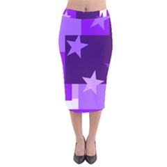 Purple Stars Pattern Shape Velvet Midi Pencil Skirt by danenraven