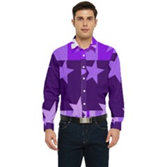 Purple Stars Pattern Shape Men s Long Sleeve  Shirt by danenraven