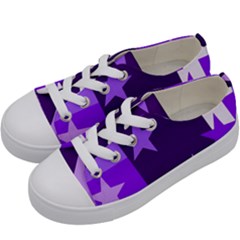 Purple Stars Pattern Shape Kids  Low Top Canvas Sneakers by danenraven