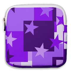 Purple Stars Pattern Shape Mini Square Pouch by danenraven