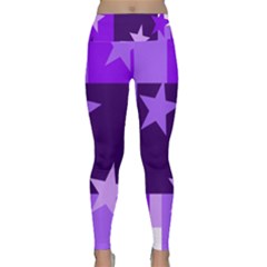 Purple Stars Pattern Shape Lightweight Velour Classic Yoga Leggings by danenraven