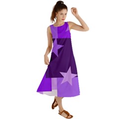 Purple Stars Pattern Shape Summer Maxi Dress by danenraven