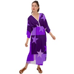 Purple Stars Pattern Shape Grecian Style  Maxi Dress by danenraven