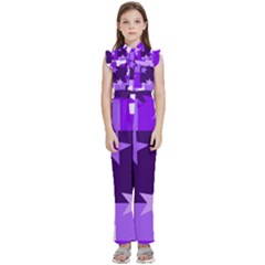 Purple Stars Pattern Shape Kids  Sleeveless Ruffle Edge Band Collar Chiffon One Piece by danenraven