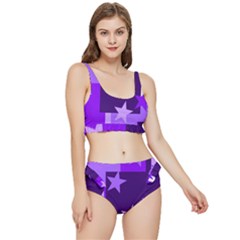 Purple Stars Pattern Shape Frilly Bikini Set by danenraven