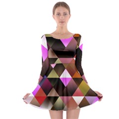 Abstract Geometric Triangles Shapes Long Sleeve Skater Dress by danenraven