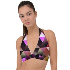 Abstract Geometric Triangles Shapes Halter Plunge Bikini Top by danenraven