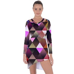 Abstract Geometric Triangles Shapes Asymmetric Cut-out Shift Dress by danenraven