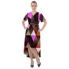 Abstract Geometric Triangles Shapes Front Wrap High Low Dress by danenraven