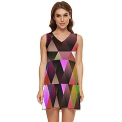 Abstract Geometric Triangles Shapes Tiered Sleeveless Mini Dress by danenraven