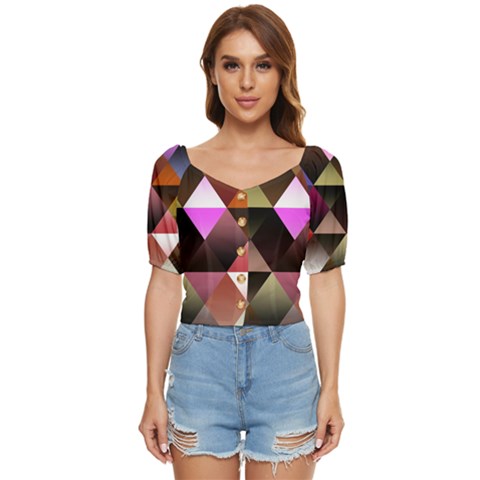 Abstract Geometric Triangles Shapes Button Up Blouse by danenraven