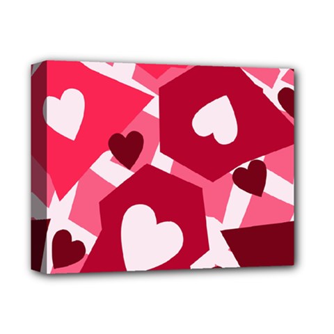 Pink Hearts Pattern Love Shape Deluxe Canvas 14  X 11  (stretched) by danenraven