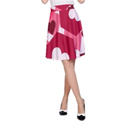 Pink Hearts Pattern Love Shape A-line Skirt by danenraven