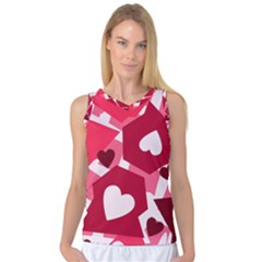 Pink Hearts Pattern Love Shape Women s Basketball Tank Top by danenraven