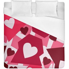 Pink Hearts Pattern Love Shape Duvet Cover (king Size) by danenraven