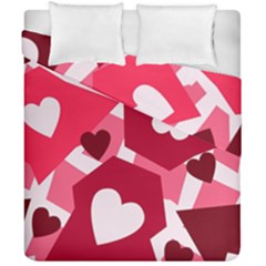 Pink Hearts Pattern Love Shape Duvet Cover Double Side (california King Size) by danenraven