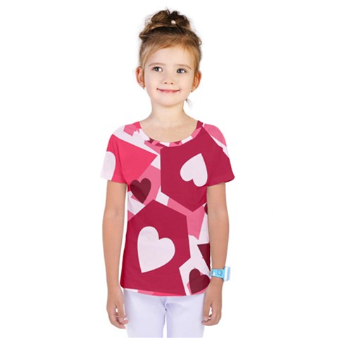 Pink Hearts Pattern Love Shape Kids  One Piece Tee by danenraven