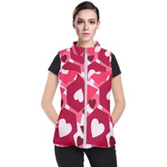 Pink Hearts Pattern Love Shape Women s Puffer Vest by danenraven