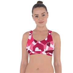 Pink Hearts Pattern Love Shape Cross String Back Sports Bra by danenraven