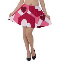 Pink Hearts Pattern Love Shape Velvet Skater Skirt by danenraven