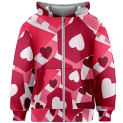 Pink Hearts Pattern Love Shape Kids  Zipper Hoodie Without Drawstring by danenraven