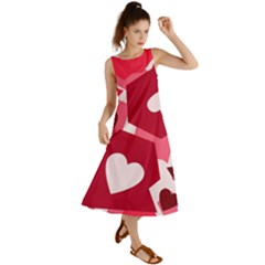 Pink Hearts Pattern Love Shape Summer Maxi Dress by danenraven