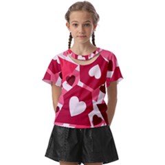 Pink Hearts Pattern Love Shape Kids  Front Cut Tee by danenraven