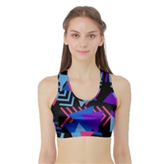 Memphis Pattern Geometric Abstract Sports Bra With Border