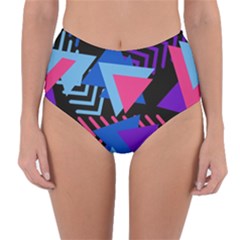 Memphis Pattern Geometric Abstract Reversible High-waist Bikini Bottoms